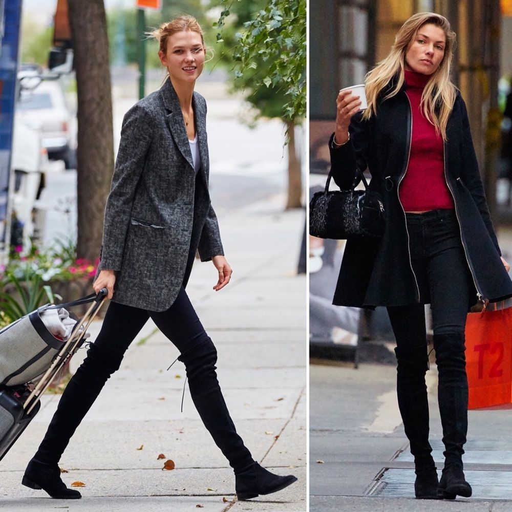 Stuart Weitzman Lowland Over-the-Knee Black Suede Boots Size 7.5 - Picture 3 of 12